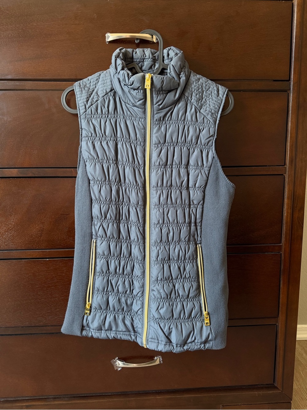 Marc New York Quilted Navy Blue Sleeveless Vest with Gold Zippers